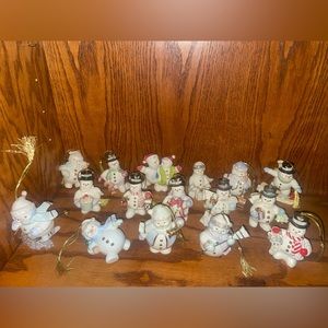 Lot of 16 Annual Lenox Snowman Christmas Tree Hanging Ornaments
